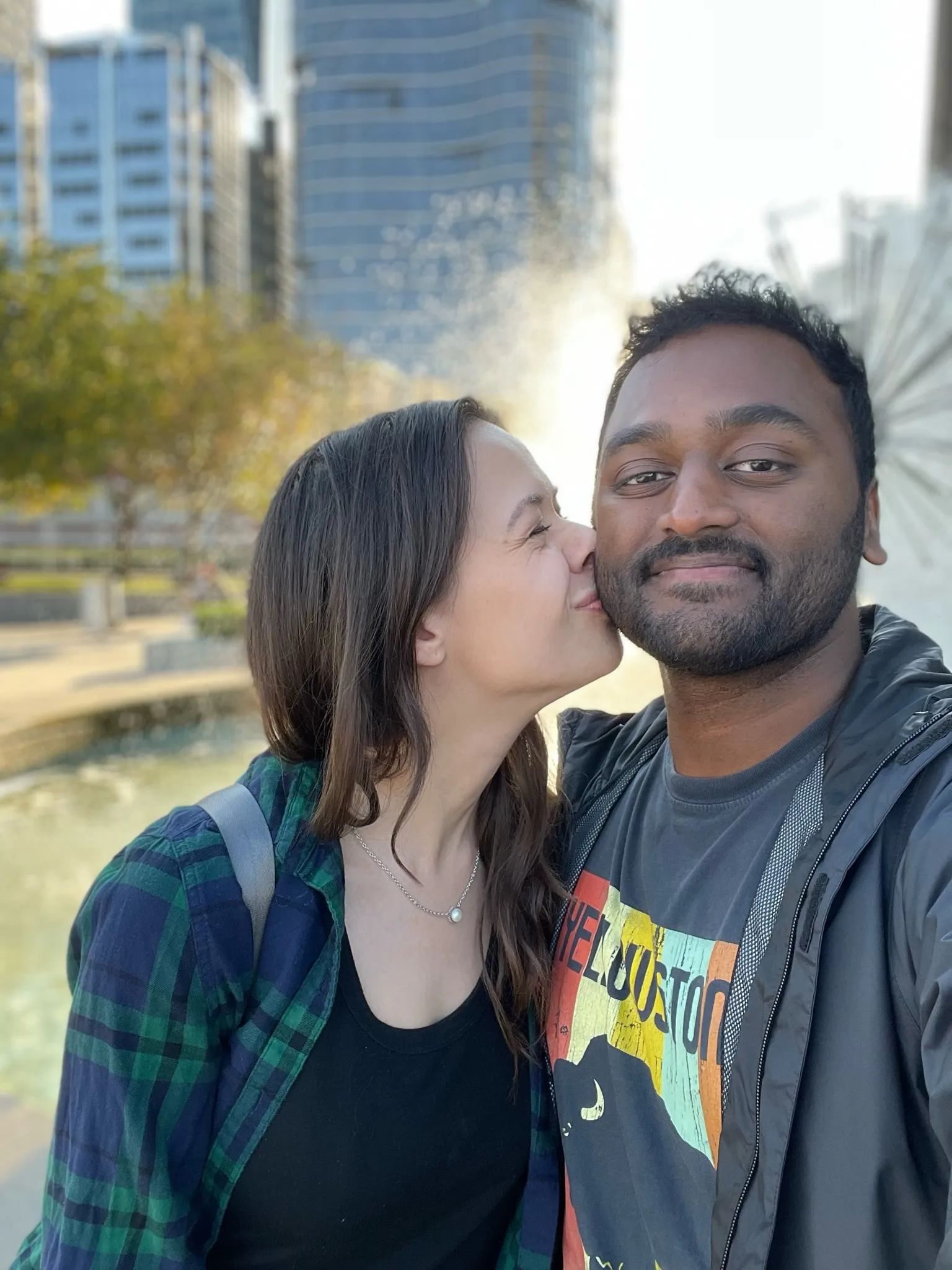 Brianna and Ivan in a cozy autumn portrait.