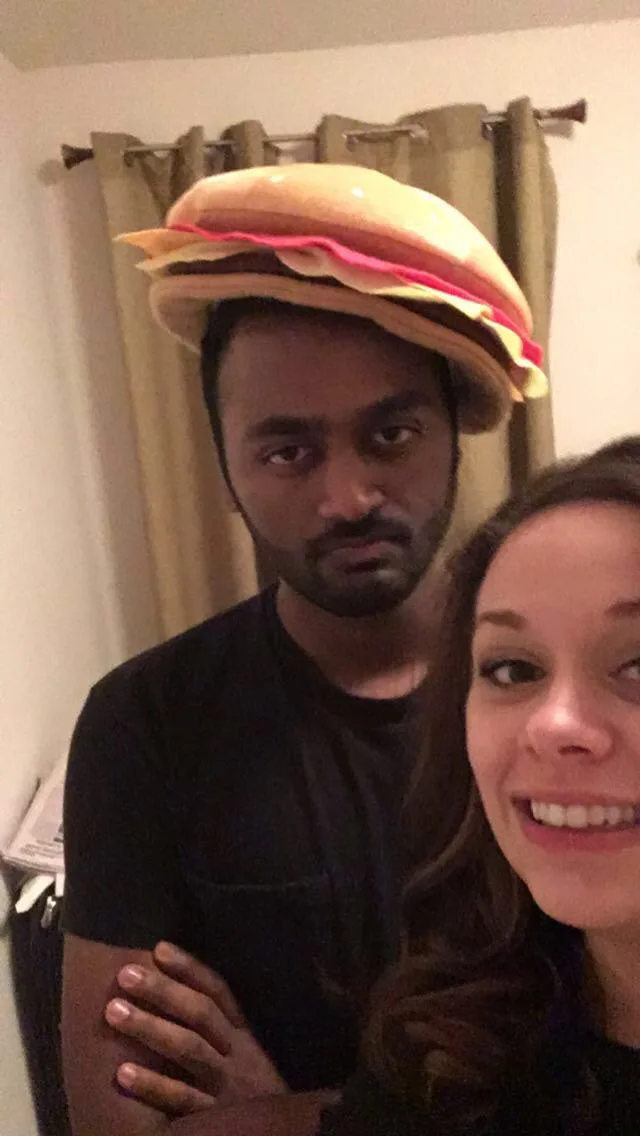 Brianna and Ivan in a playful throwback snapshot.