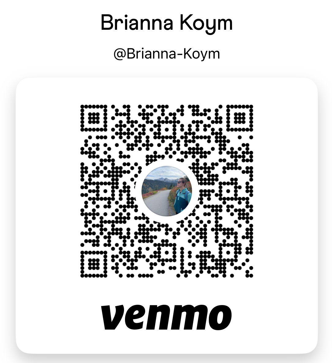 Venmo QR code for sending a gift